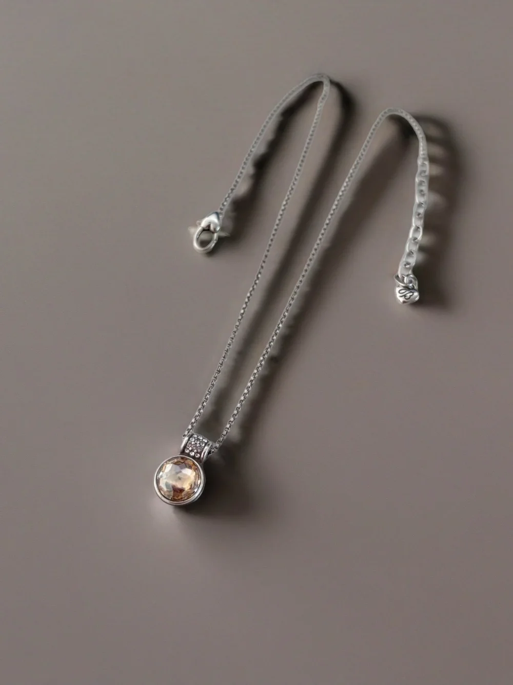 Brighton Silver Necklace with Champagne Crystal Great for layering.